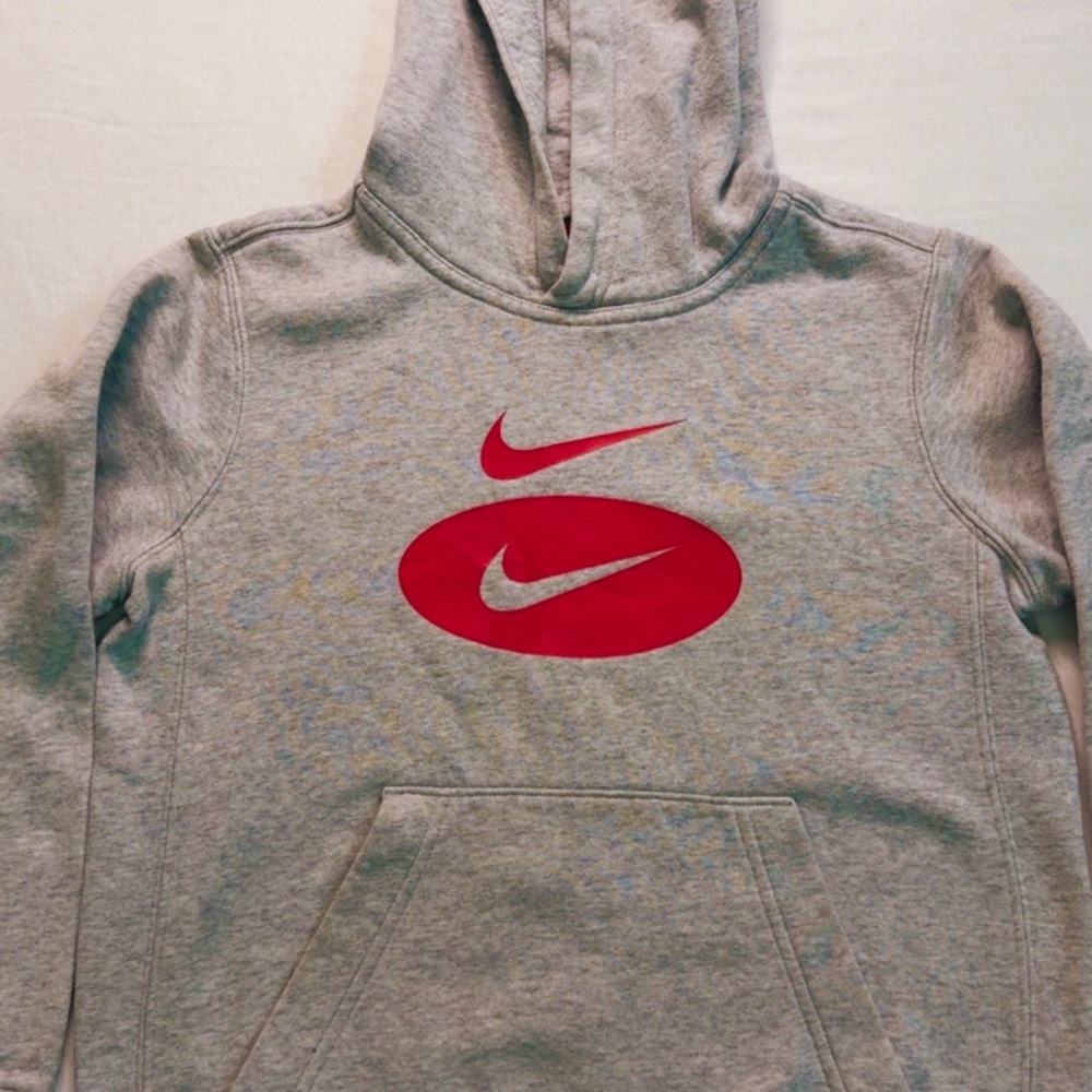 Nike kid’s Gray Hoodie with Red Logo